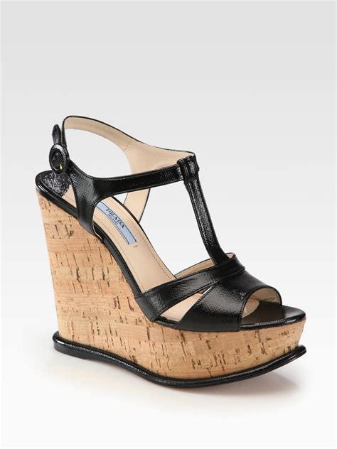 prada patent leather sandals|prada patent leather wedge sandals.